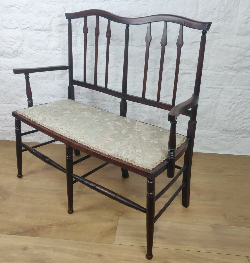 Edwardian Two Seater Settee Sofa Floral Upholstered Antique Delivery Available