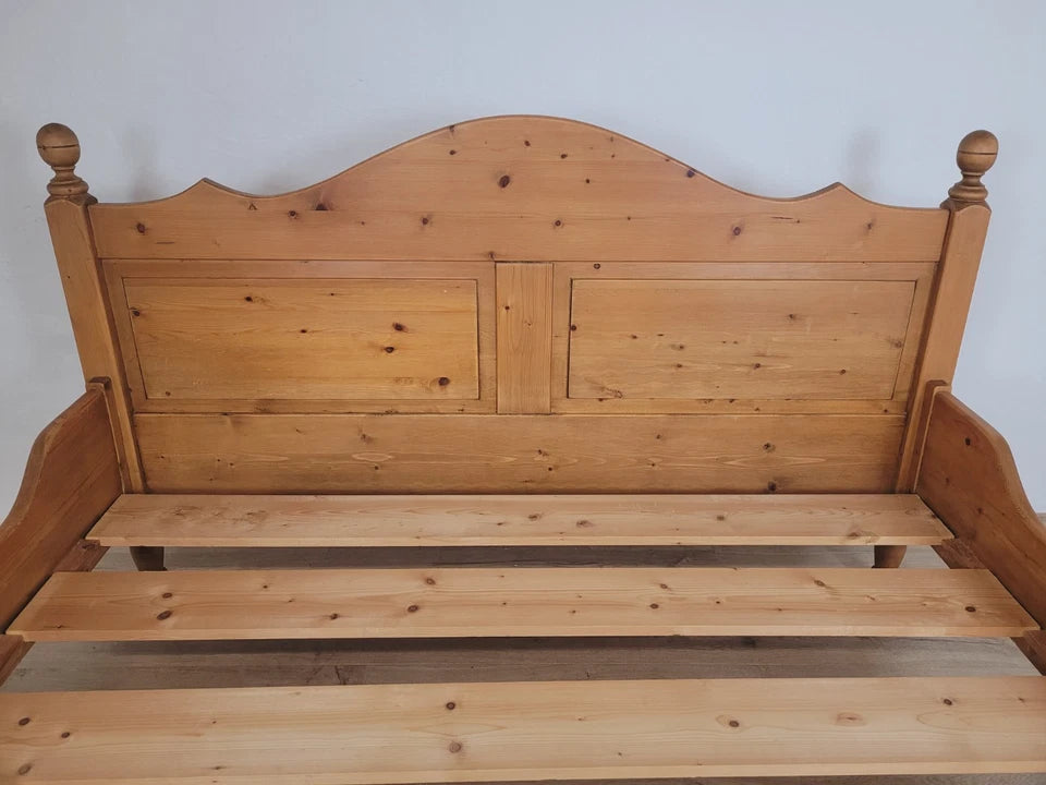 Victorian Sleigh Bed Frame Queen Country Pine Farmhouse 19thC Delivery Available