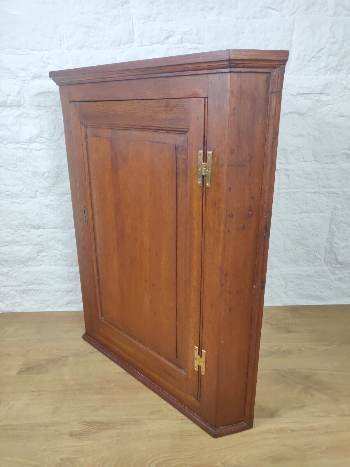 19th Century Corner Cupboard Brass Hinged Panelled Antique Delivery Available