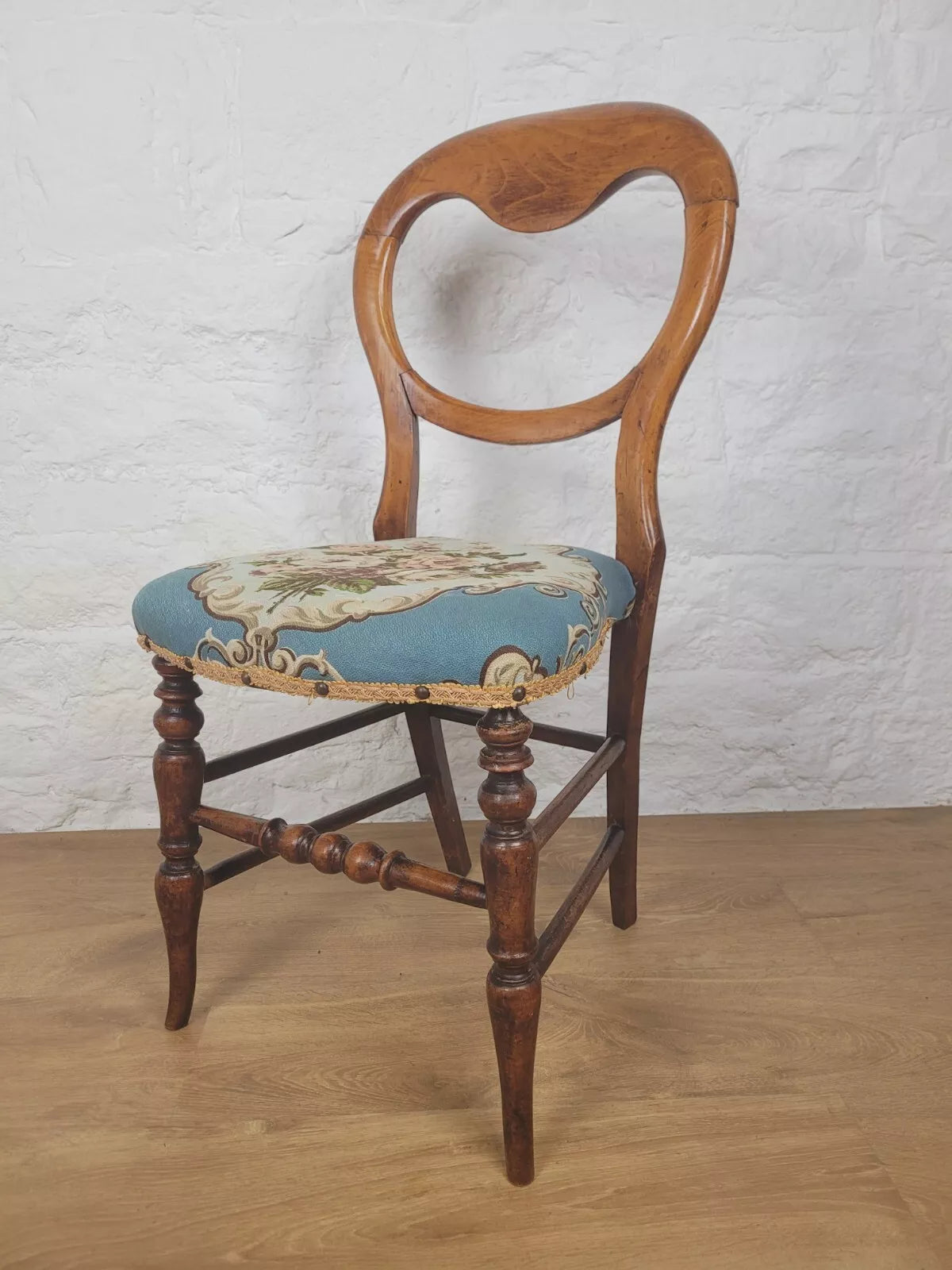 Fruitwood Dining Chair Victorian Balloon Back Upholstered Postage Available