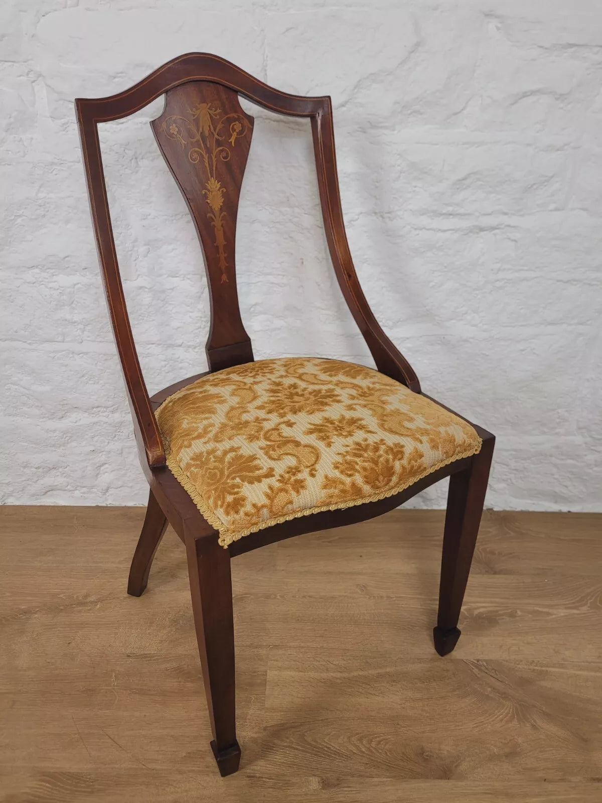 Edwardian Bedroom Chair Inlaid Floral Upholstered Postage Available