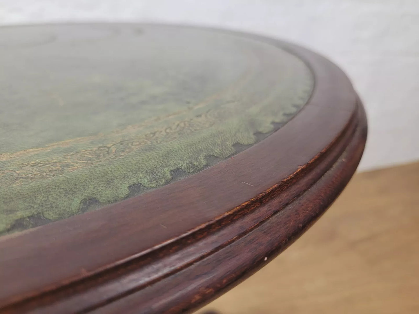 Victorian Tripod Wine Table Leather Gilt English Circular Postage Available