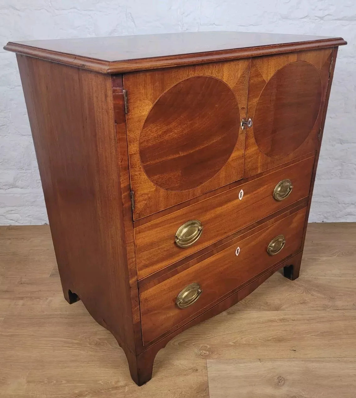 George III Inlaid Cabinet Drawers Lockable Mahogany Country Delivery Available