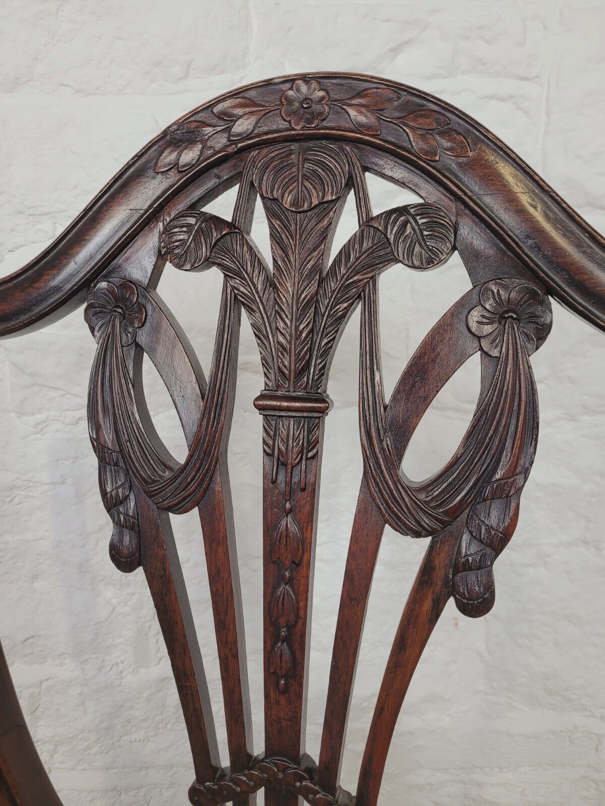 Shield Back Dining Chair Wheat Sheaf Carved Victorian Inlaid Postage Available