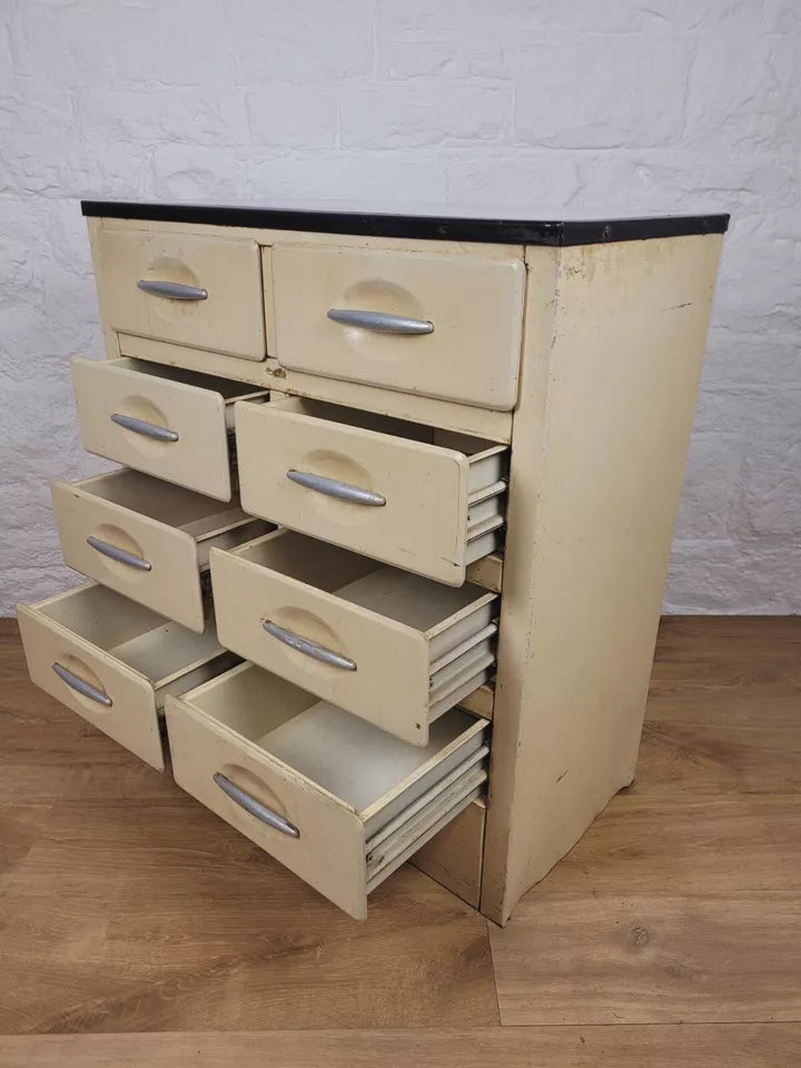 Industrial Metal Tool Cabinet Vintage Drawers Ivory Delivery Available