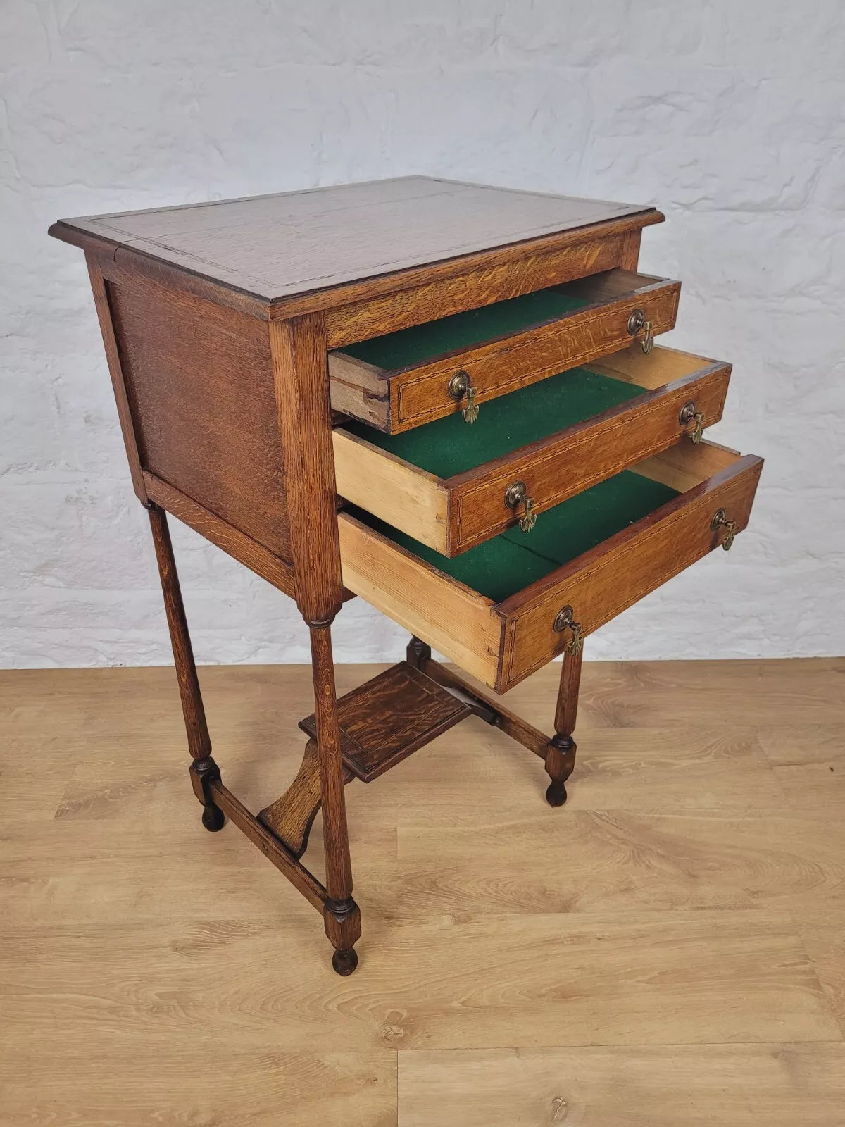 Edwardian Collectors Cabinet Inlaid Oak Graduating Drawers Delivery Available