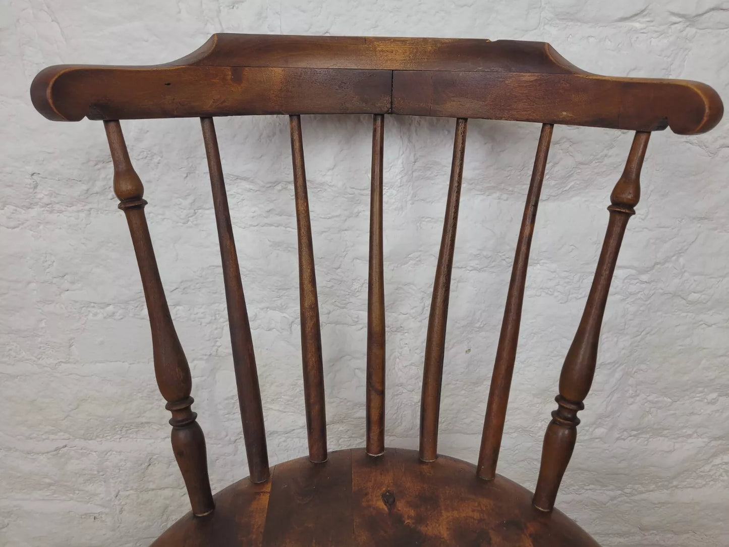 English Penny Windsor Chair Elm Spindle Back Victorian Country Postage Available