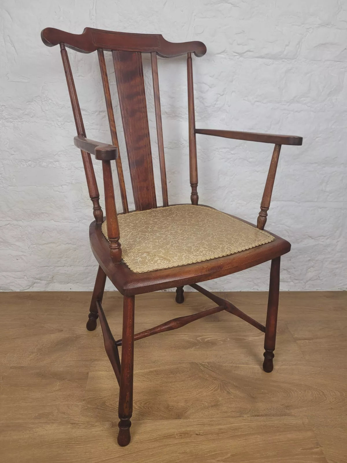 Penny Stickback Armchair 19thC Victorian Inlaid Mahogany Postage Available