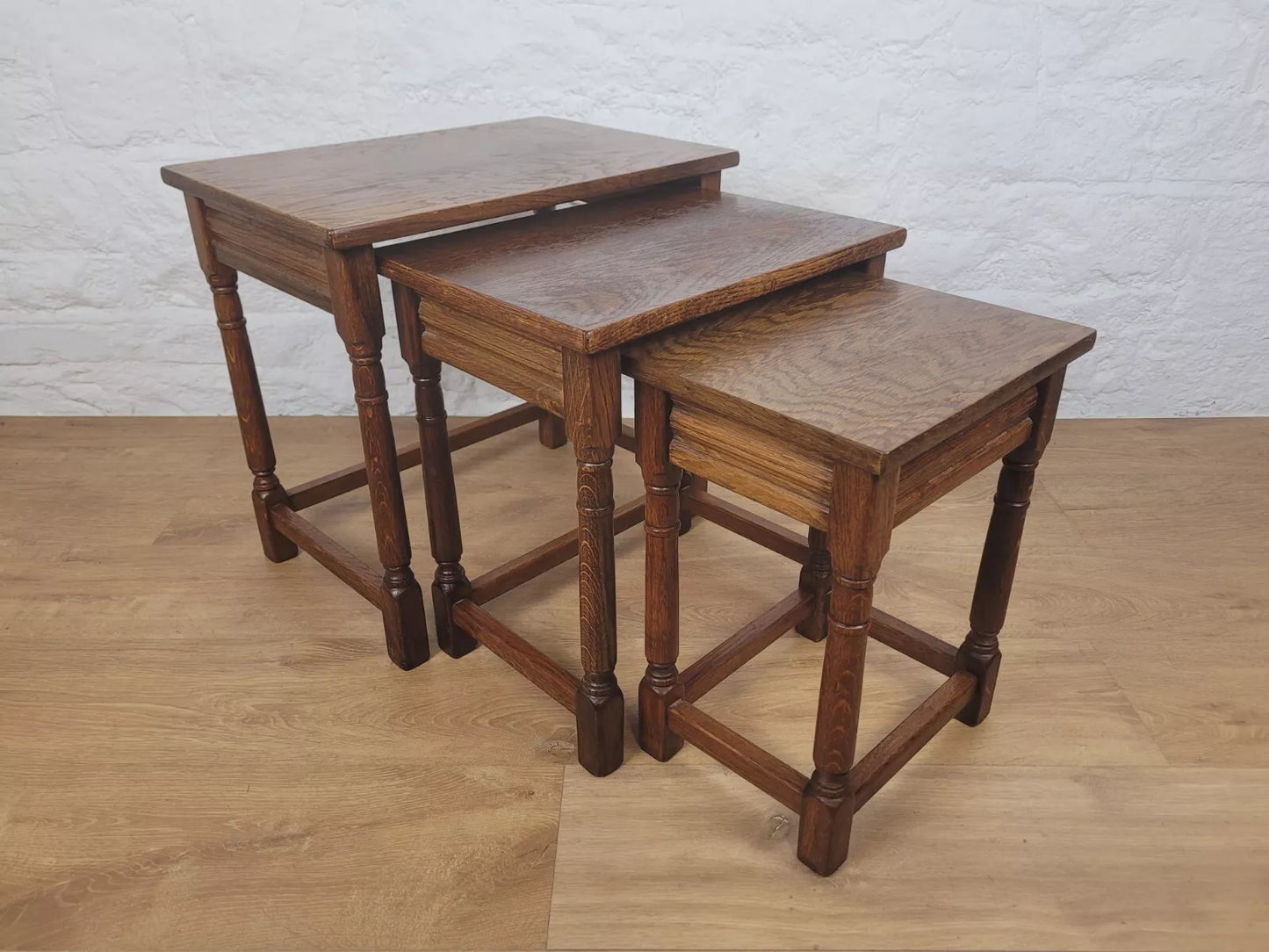 Vintage Nest of Tables Oak Country Rectangular Postage Available