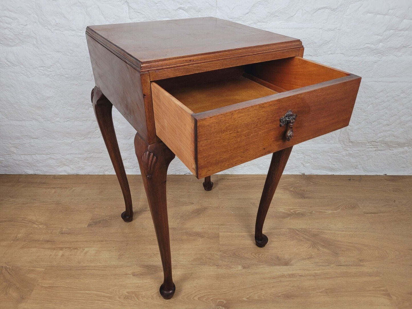 Carved Shell Side Table Victorian Queen Anne Mahogany Drawer Delivery Available