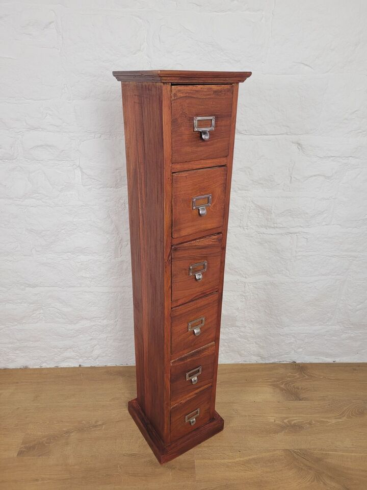 Vintage Filing Cabinet 6 Drawers Storage Tall Mahogany Postage Available