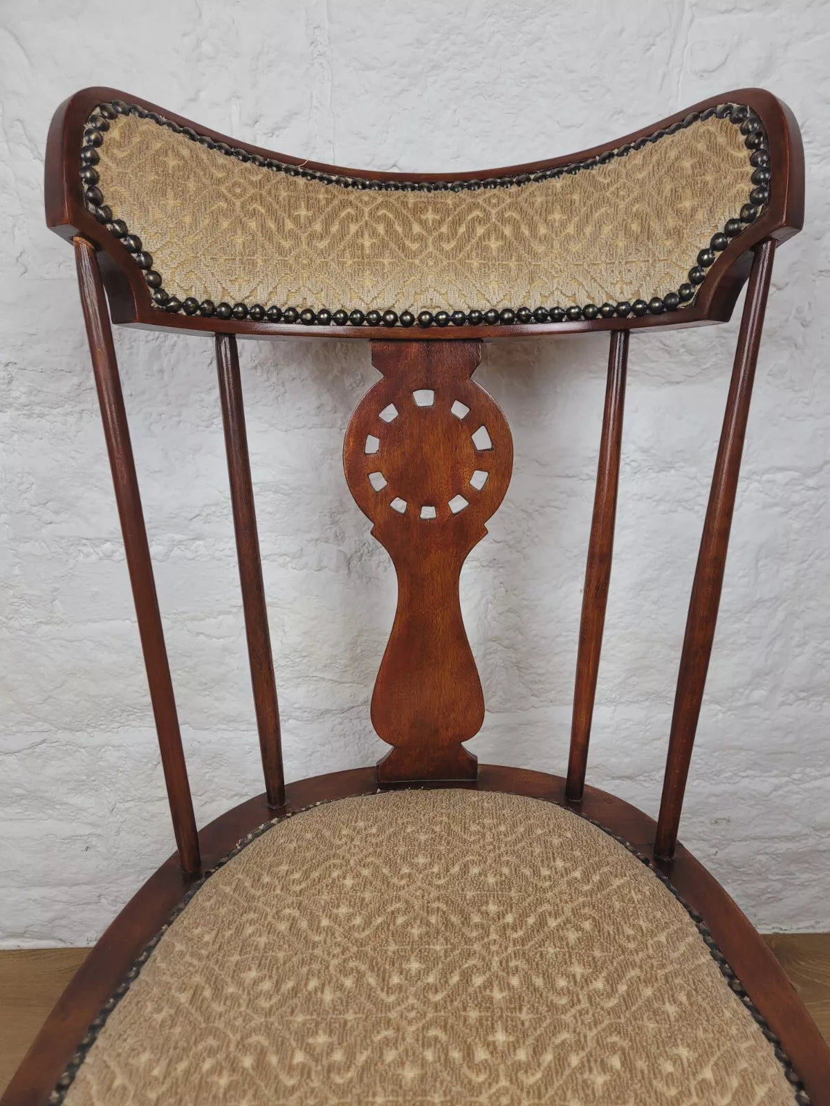 Vintage Bedroom Chair Pierced Back Upholstered Country Postage Available