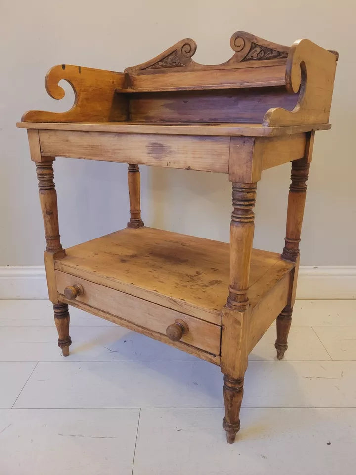 Pine Wash Stand Victorian Carved English 19th Century Country Delivery Available