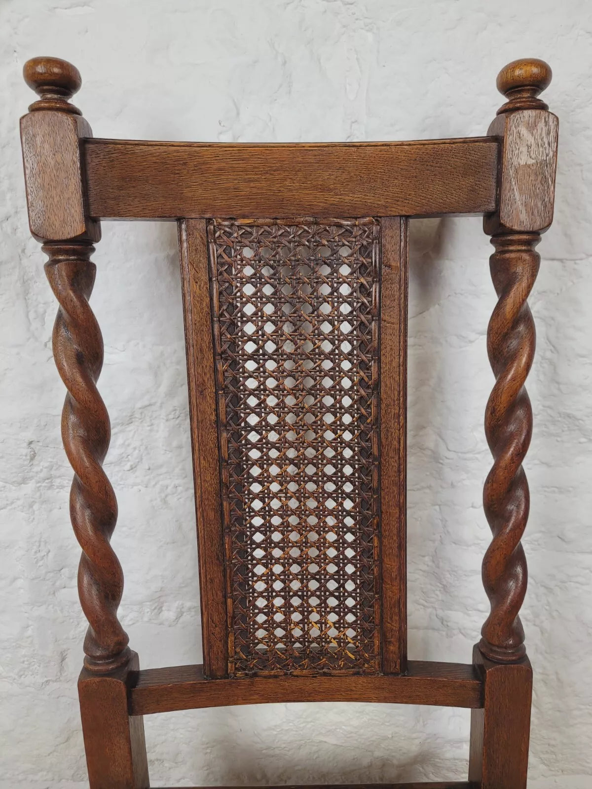 Victorian Dining Chairs Pair Oak Barley Twist Country Bergere Postage Available