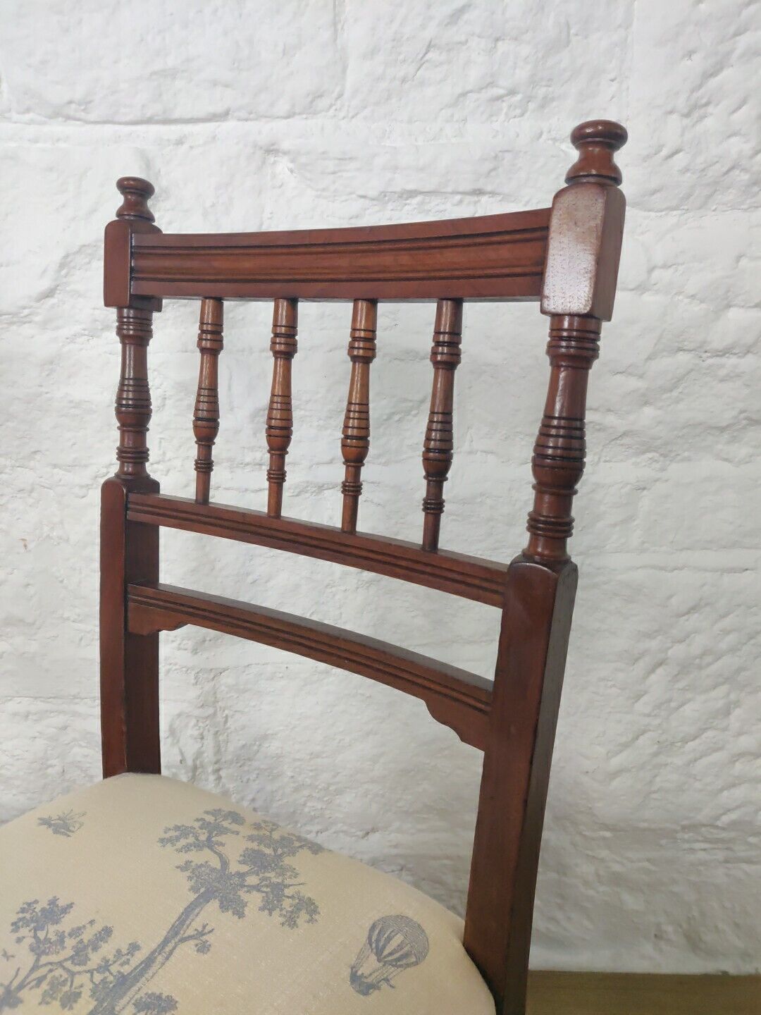 Bedroom Chair Pair Upholstered Turned Victorian Mahogany Postage Available