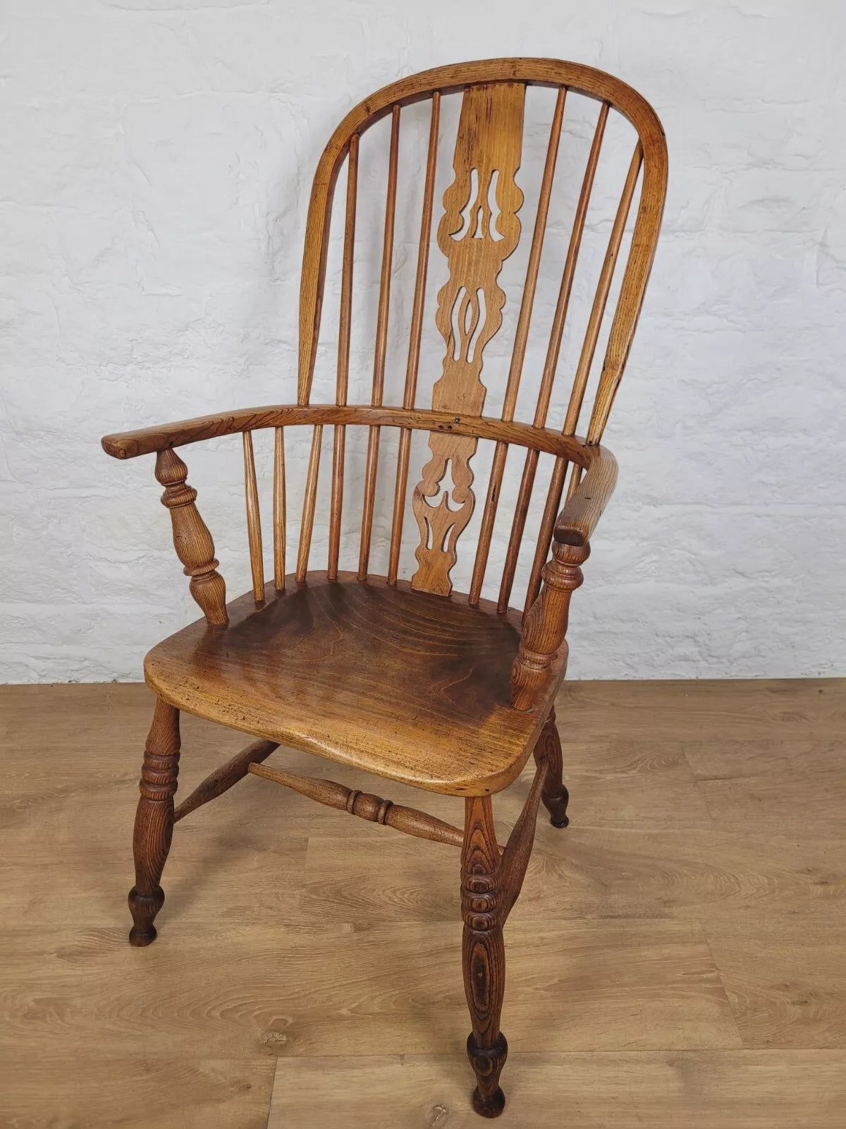 Victorian Windsor Armchair Pierced Splatback Oak Antique 1860s Postage Available