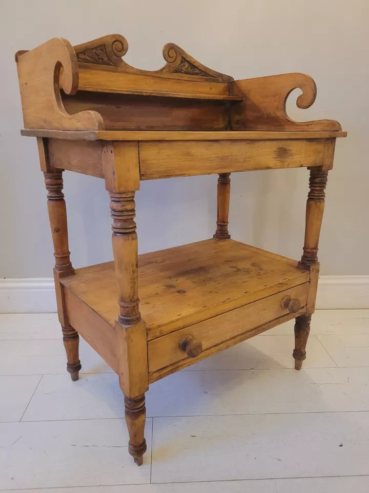 Pine Wash Stand Victorian Carved English 19th Century Country Delivery Available