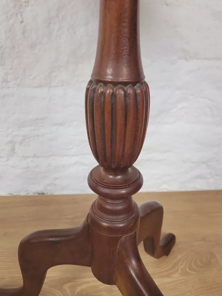 Piecrust Tripod Wine Table Fluted Leg Mahogany Vintage Postage Available