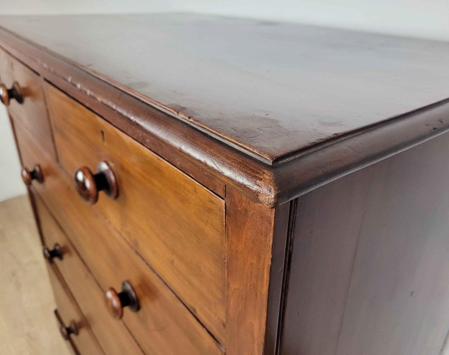 Victorian Chest of Drawers 2 Over 3 19thC Bun Handles Delivery Available