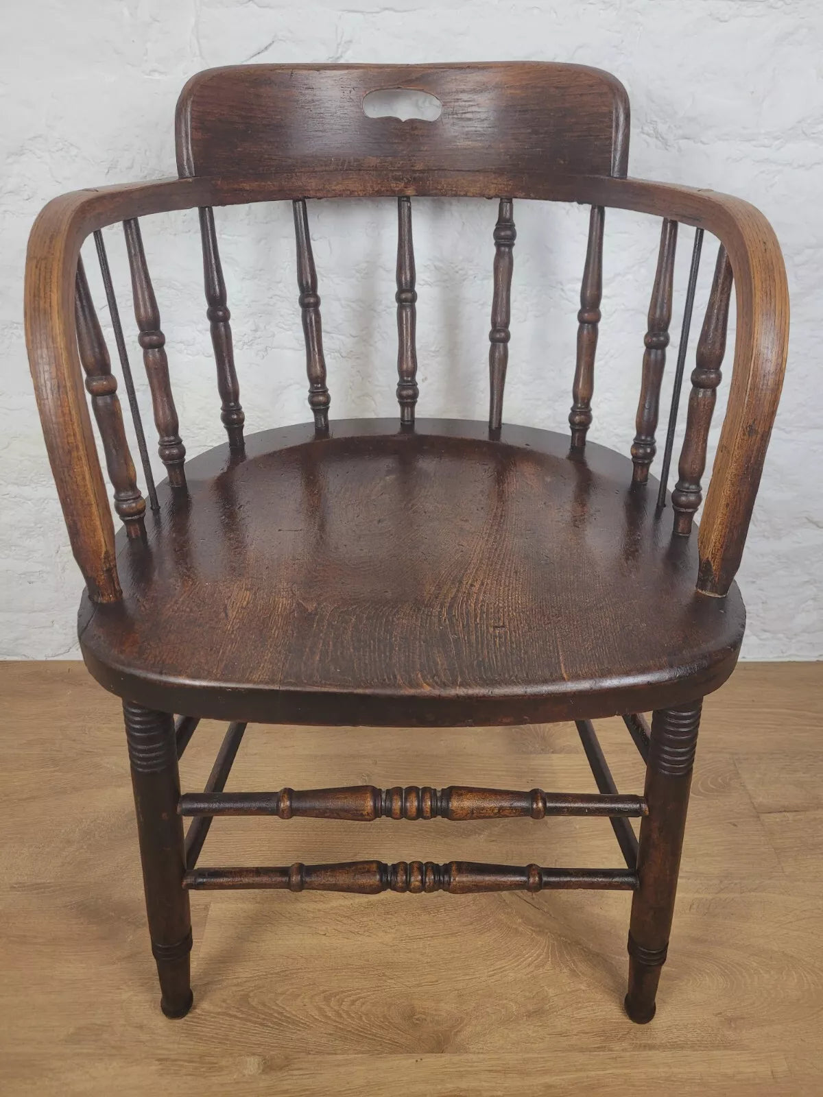 Vintage Office Elbow Chair Mid 20th Century Oak Spindle Back Postage Available