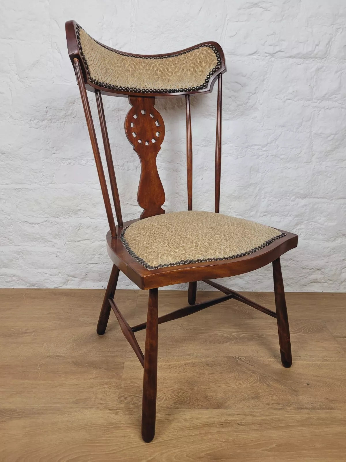 Vintage Bedroom Chair Pierced Back Upholstered Country Postage Available