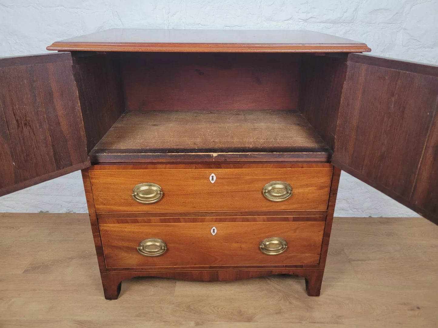 George III Inlaid Cabinet Drawers Lockable Mahogany Country Delivery Available