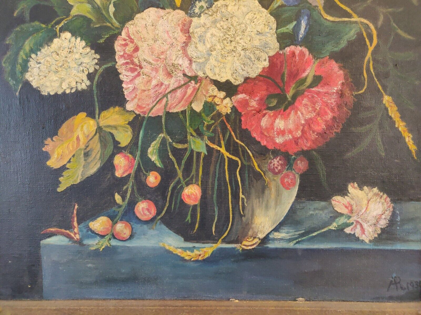 Still Life Oil Painting Bouquet Of Flowers AR 1936 Victorian Postage Available