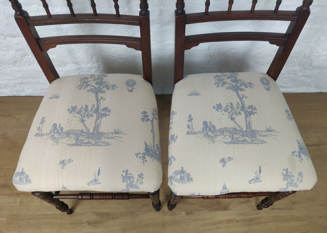 Bedroom Chair Pair Upholstered Turned Victorian Mahogany Postage Available