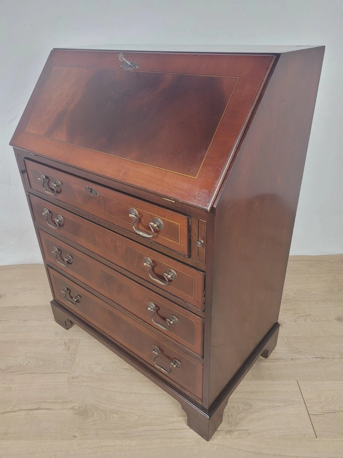 Edwardian Writing Bureau Desk Key & Lock Inlaid Antique 1910 Delivery Available