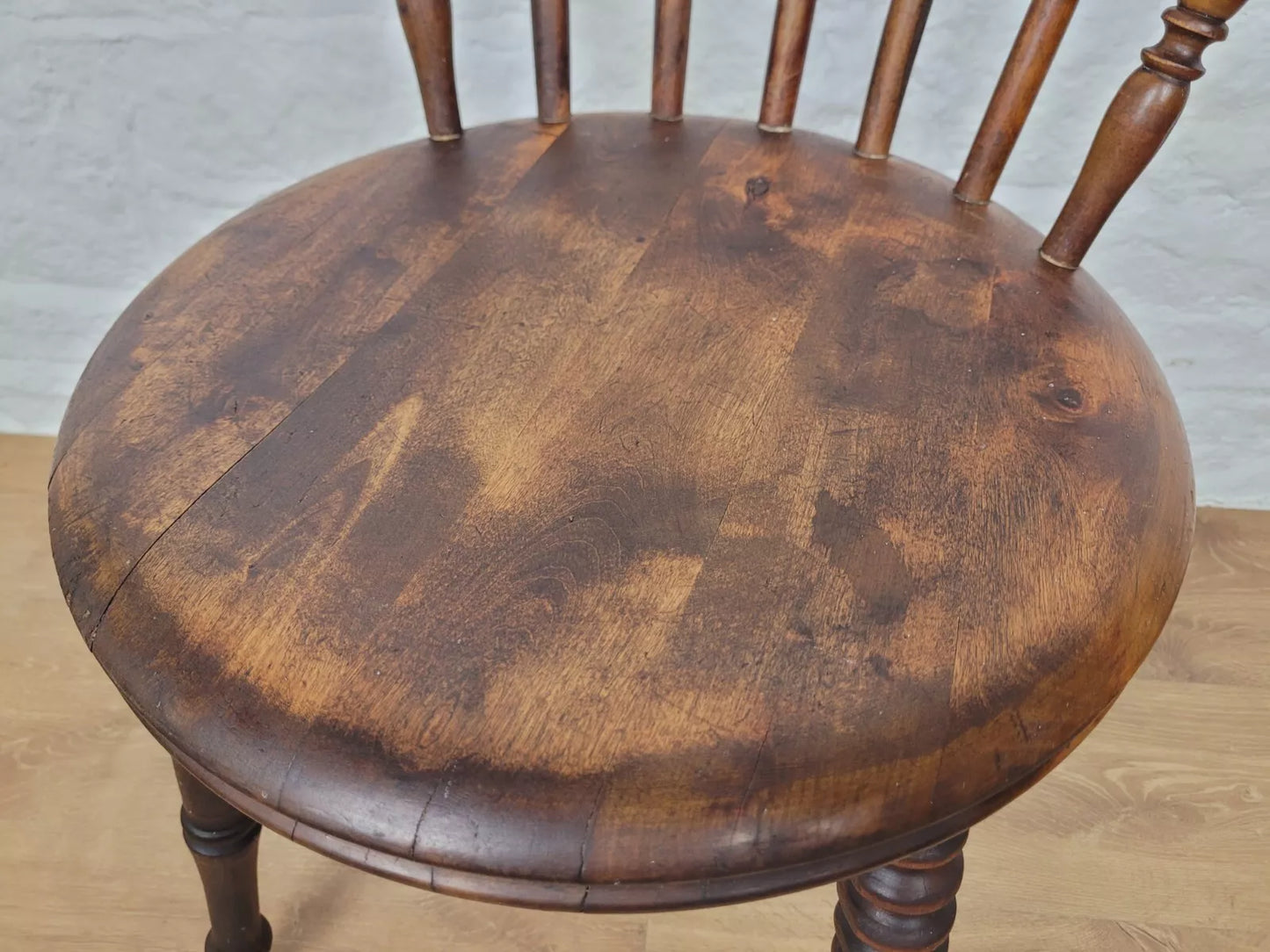 English Penny Windsor Chair Elm Spindle Back Victorian Country Postage Available