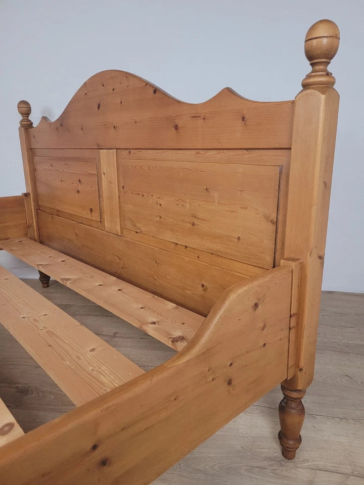 Victorian Sleigh Bed Frame Queen Country Pine Farmhouse 19thC Delivery Available