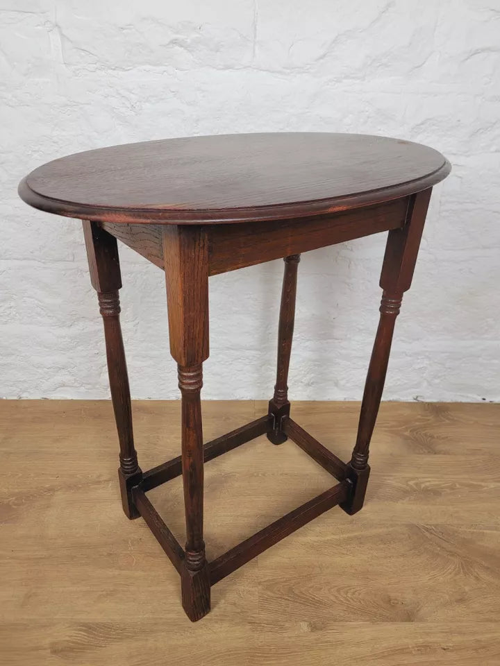 Edwardian Oval Side Table Hall Turned Legs Mahogany English Postage Available