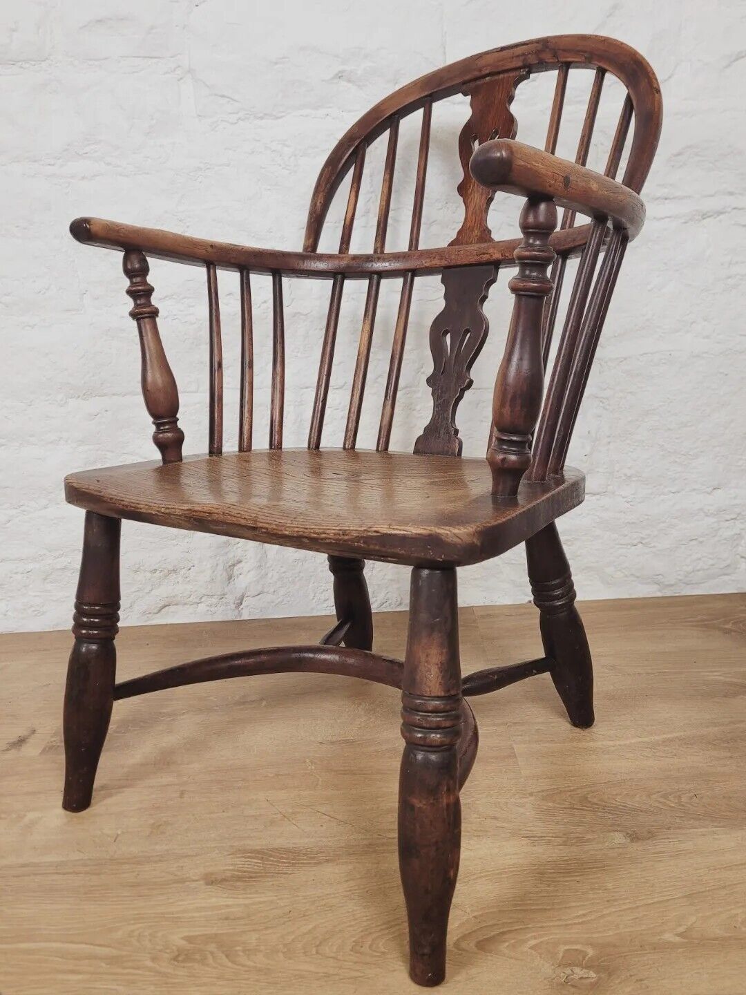 Elm Windsor Armchair Crinoline Splatback Antique 1860s Postage Available