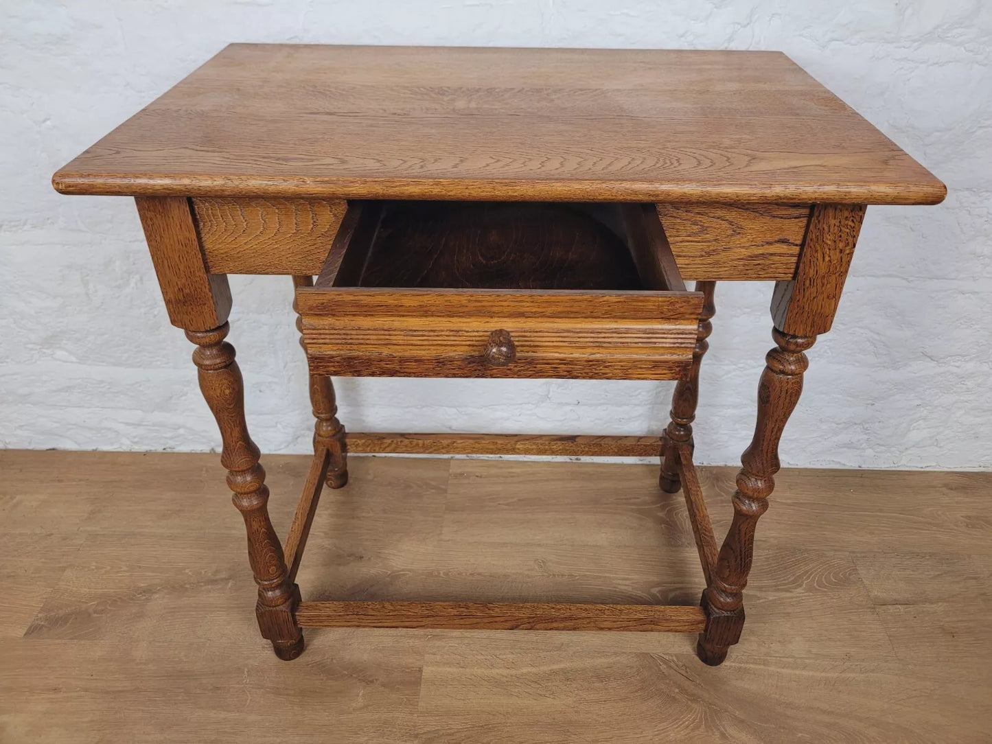 English Side Table Oak Mid Century Hall Table Drawer Country Postage Available