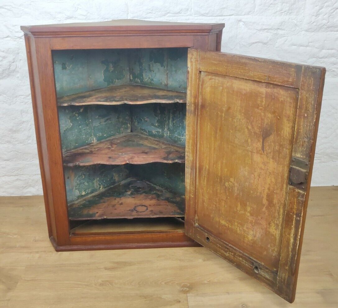 19th Century Corner Cupboard Brass Hinged Panelled Antique Delivery Available