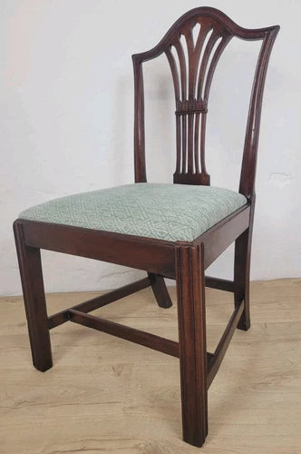 George III Dining Chairs Pair 19thC Carved Leaf Upholstered Postage Available