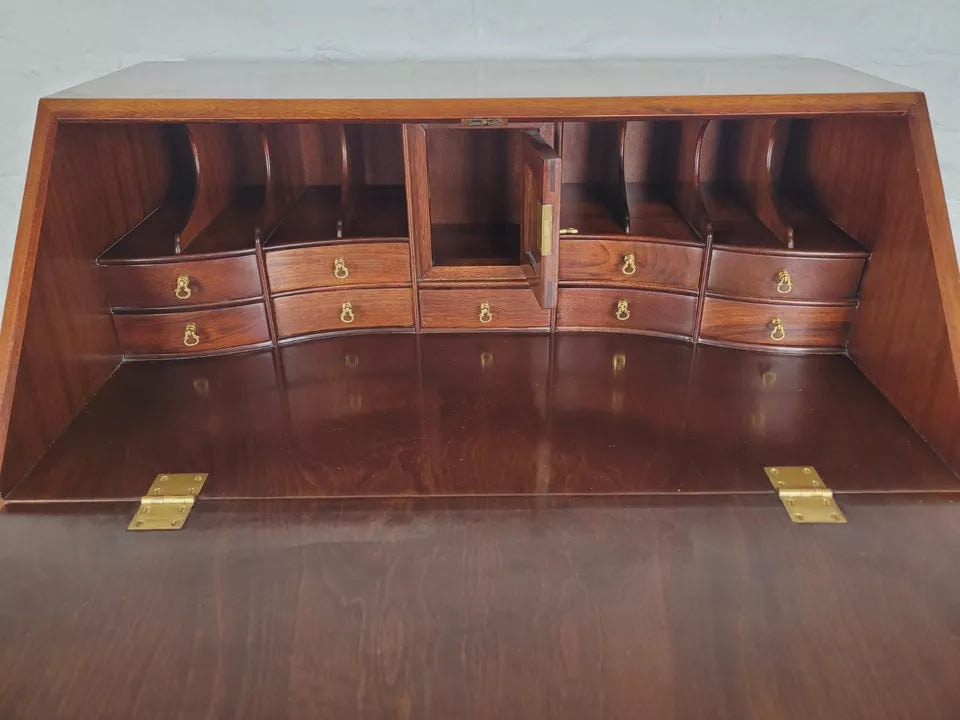 Vintage Writing Bureau Desk Mahogany Key & Lock Brass Handles Delivery Available