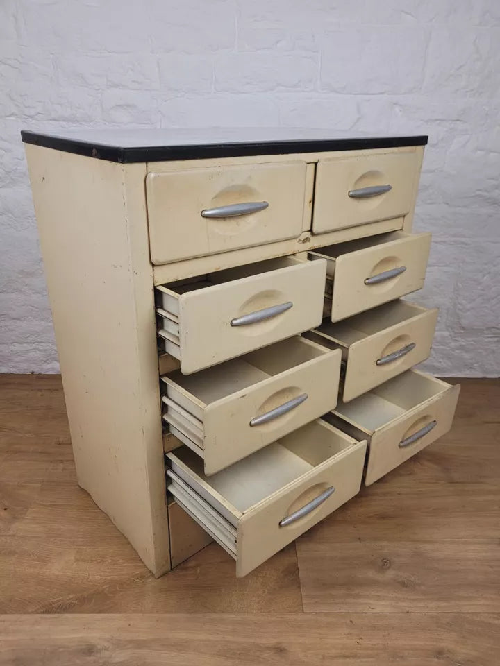 Industrial Metal Tool Cabinet Vintage Drawers Ivory Delivery Available