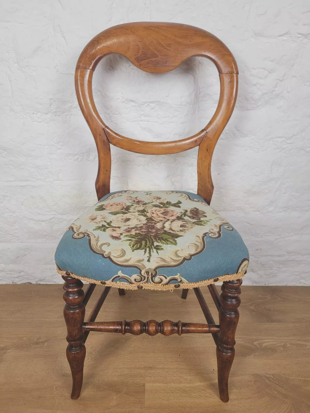 Fruitwood Dining Chair Victorian Balloon Back Upholstered Postage Available