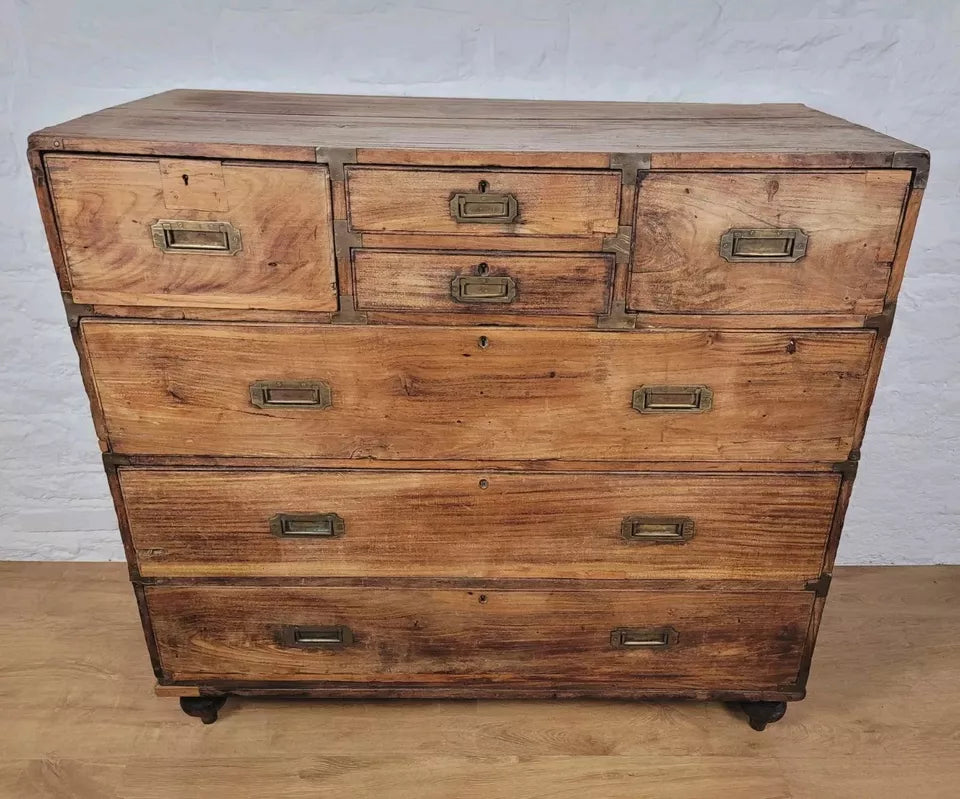 Campaign Chest Of Drawers Camphor 20th Century Brass Handles Delivery Available