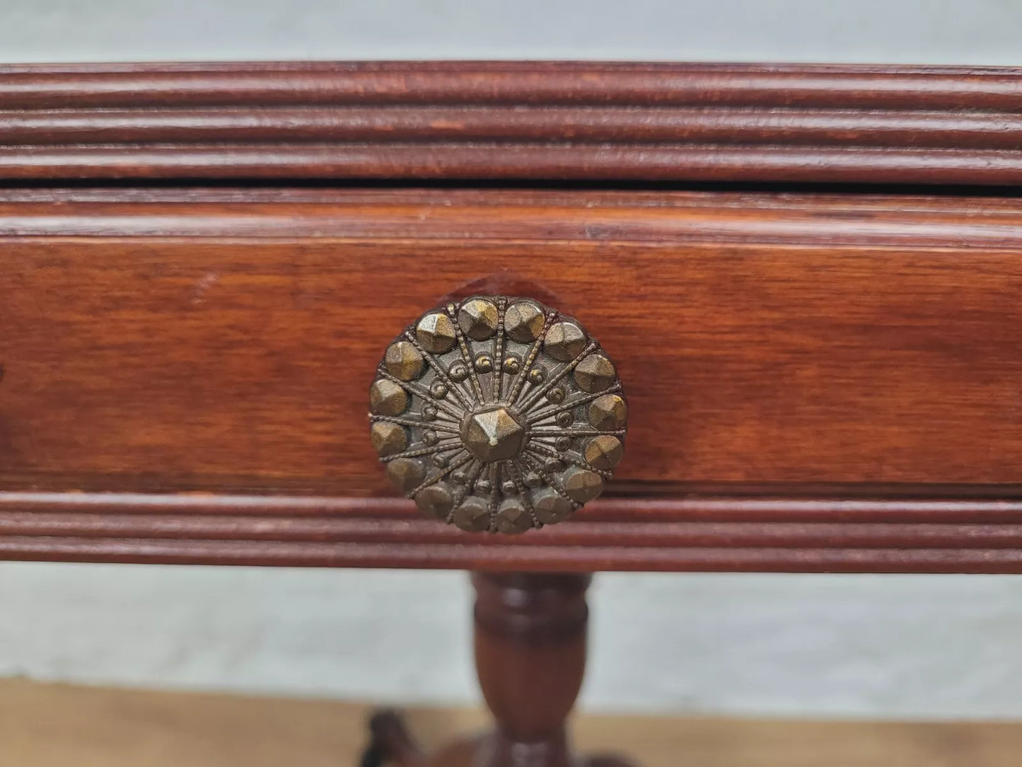 Octagonal Drum Side Table Leather Gilt Castors Drawers Antique Postage Available