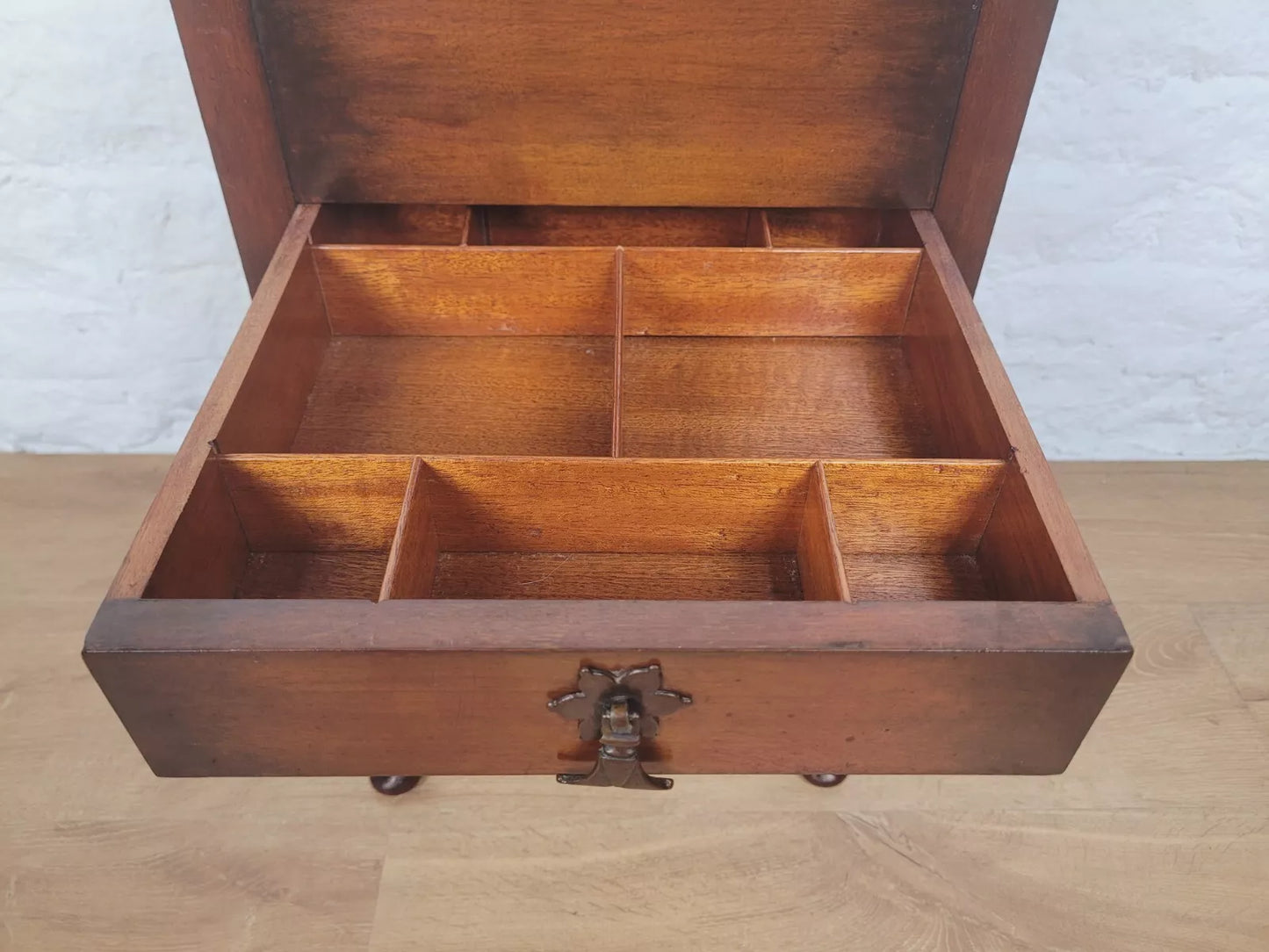 Victorian Sewing Box Blue Drawer Cabriole Legs Antique Postage Available