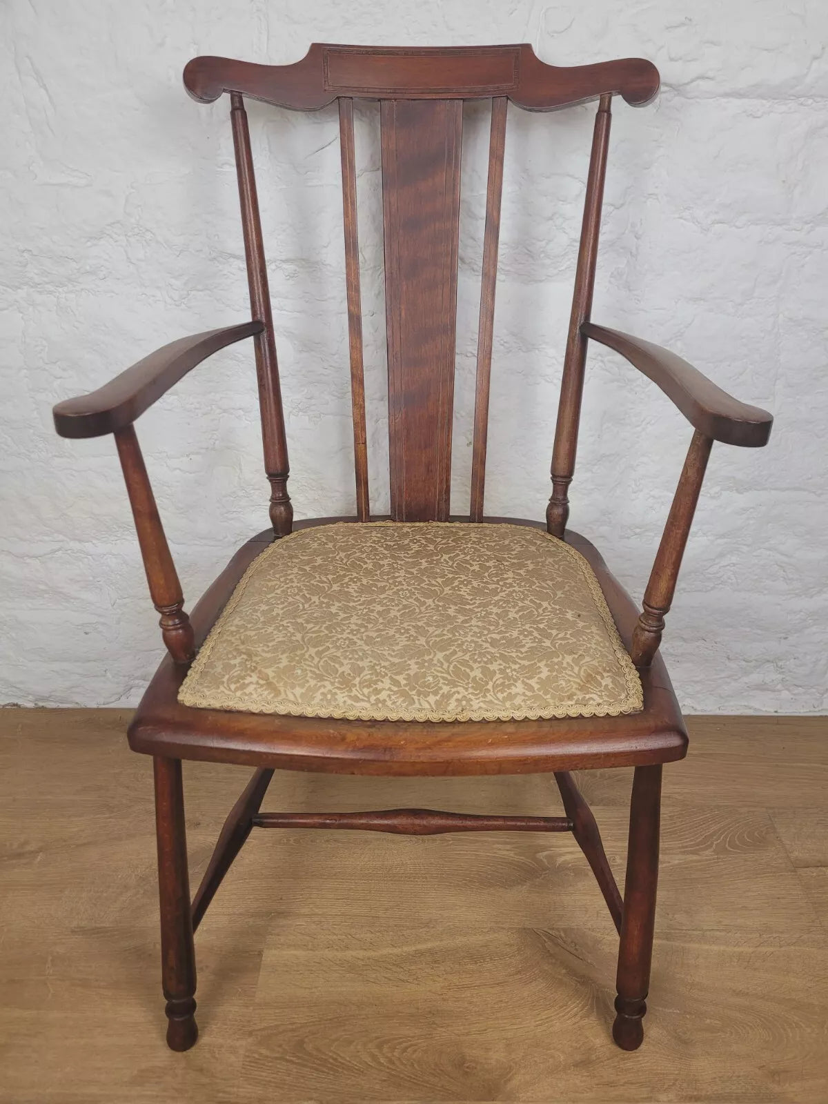 Penny Stickback Armchair 19thC Victorian Inlaid Mahogany Postage Available