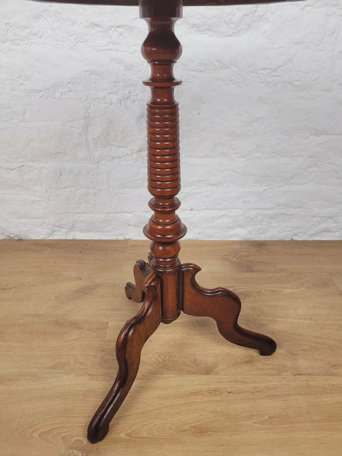 Victorian Pedestal Tripod Table Figured 19th Century Turned Postage Available