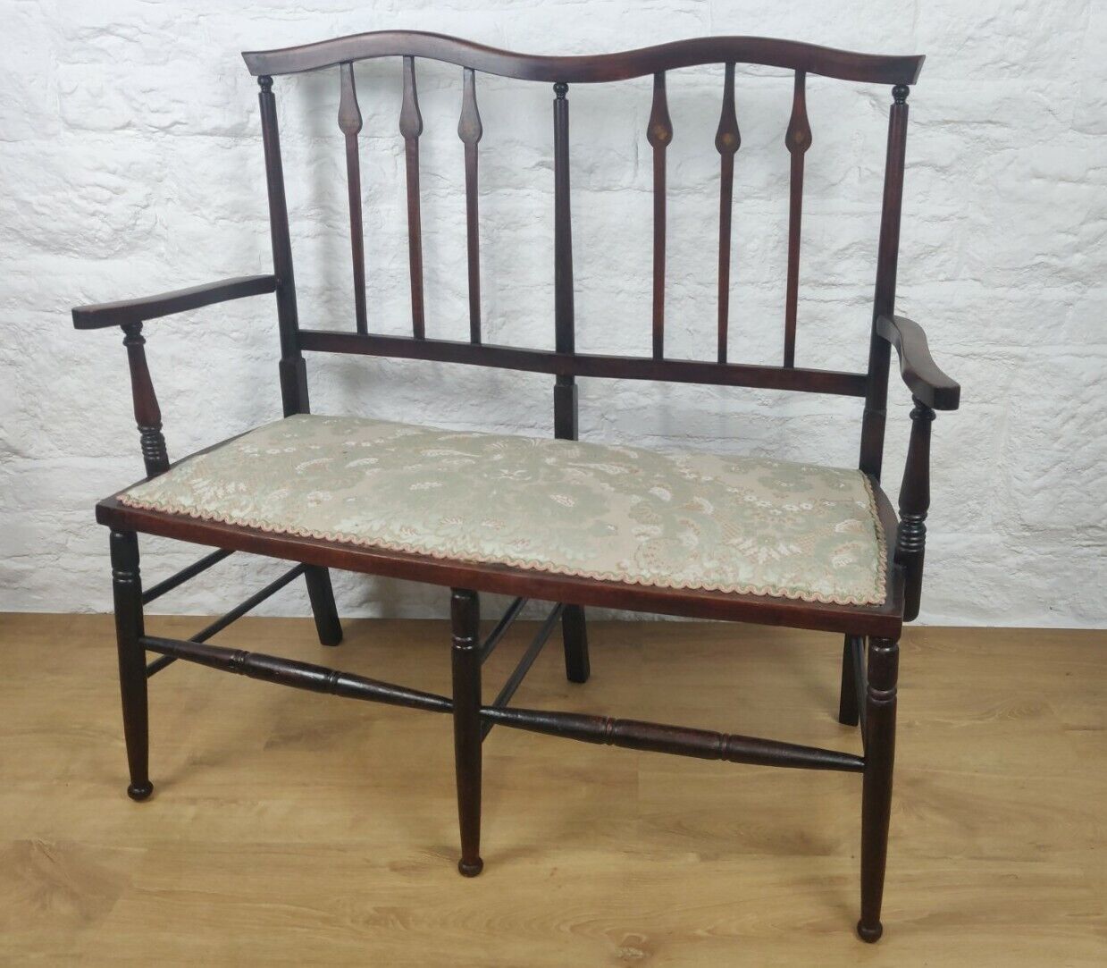 Edwardian Two Seater Settee Sofa Floral Upholstered Antique Delivery Available