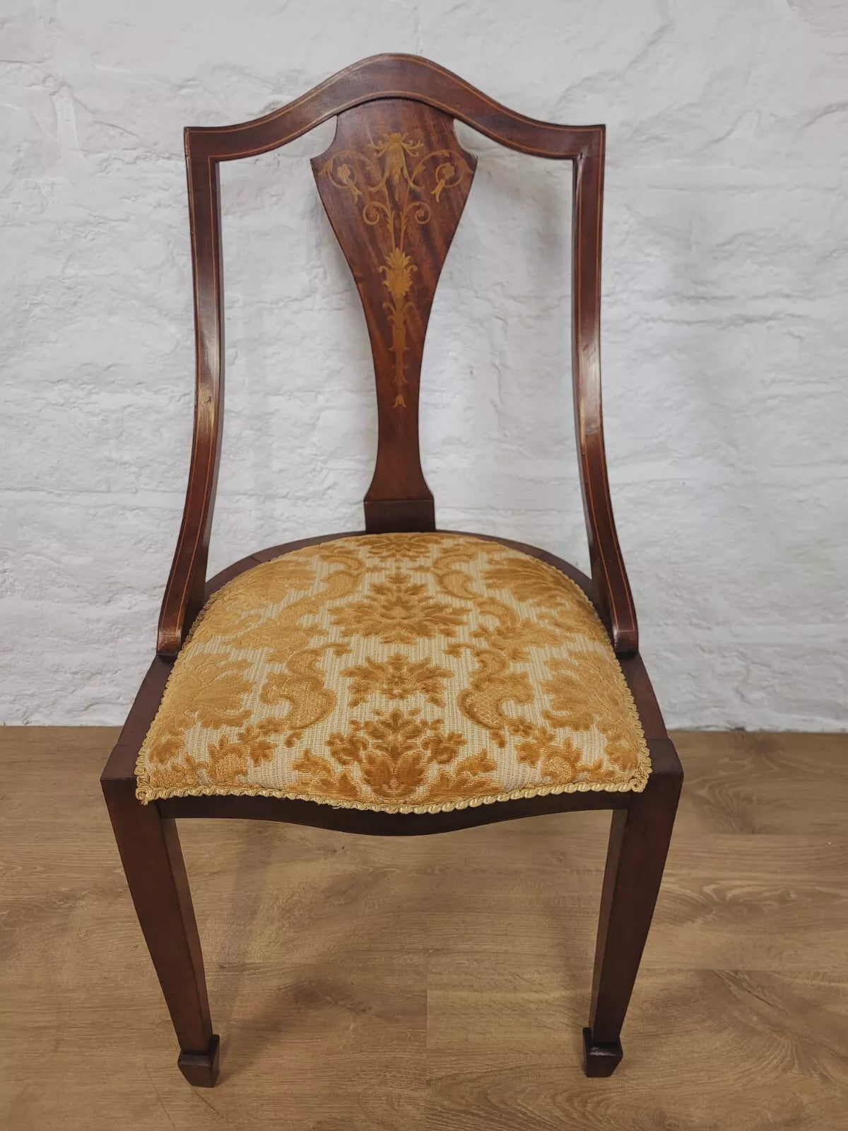 Edwardian Bedroom Chair Inlaid Floral Upholstered Postage Available