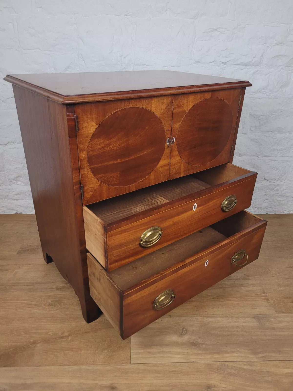 George III Inlaid Cabinet Drawers Lockable Mahogany Country Delivery Available