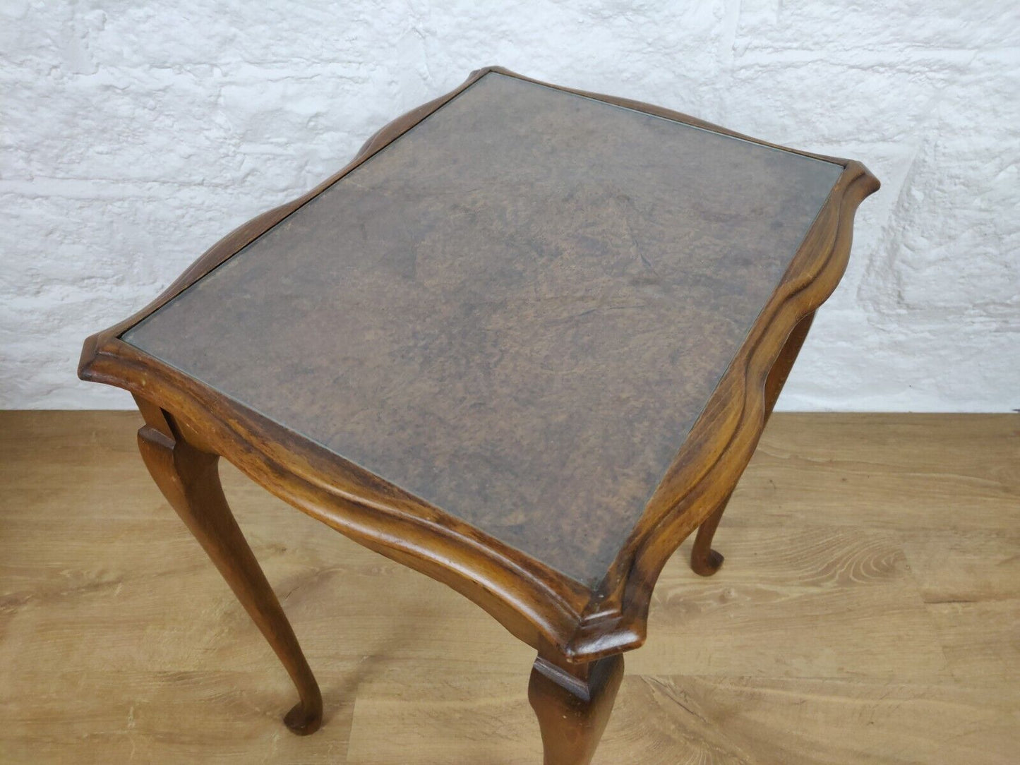 Walnut Glass Side Table Queen Anne Legs Postage Available