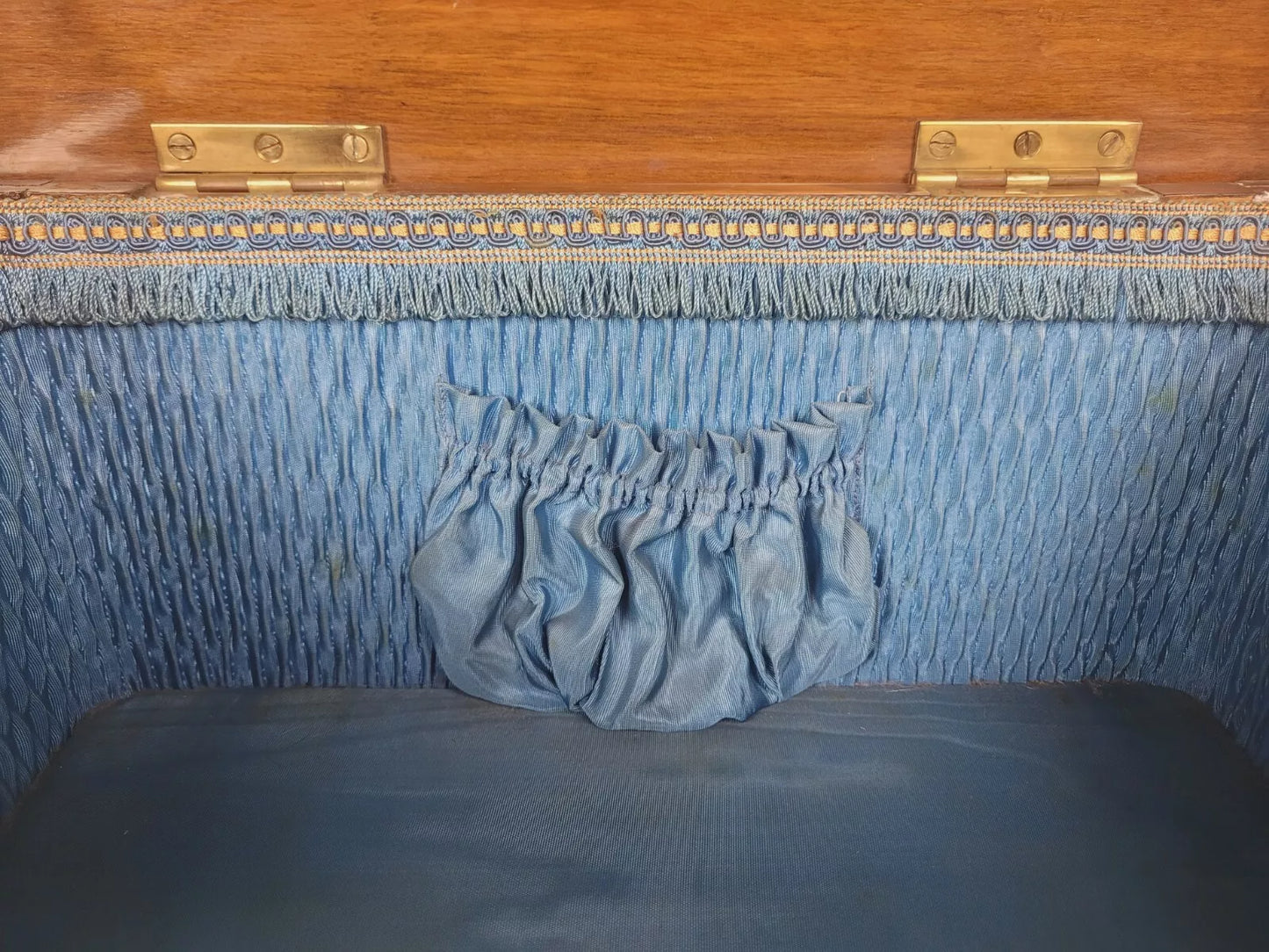 Victorian Sewing Box Blue Drawer Cabriole Legs Antique Postage Available