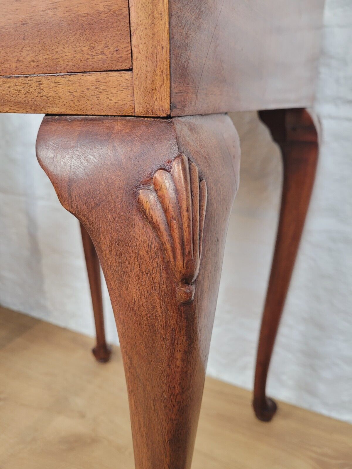 Carved Shell Side Table Victorian Queen Anne Mahogany Drawer Delivery Available